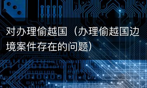 对办理偷越国（办理偷越国边境案件存在的问题）