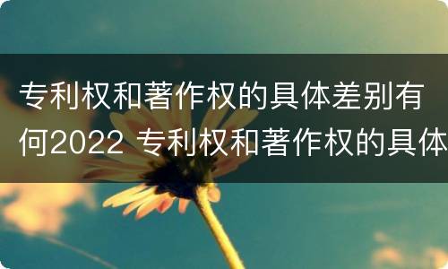 专利权和著作权的具体差别有何2022 专利权和著作权的具体差别有何2022年