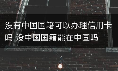 没有中国国籍可以办理信用卡吗 没中国国籍能在中国吗