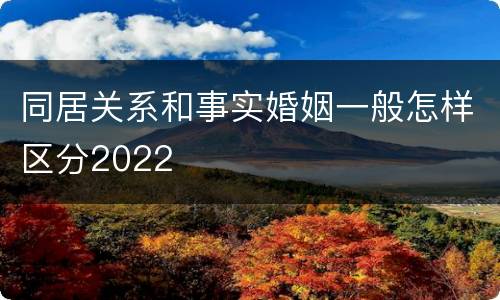 同居关系和事实婚姻一般怎样区分2022