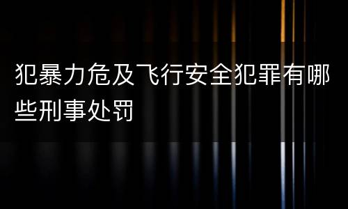 犯暴力危及飞行安全犯罪有哪些刑事处罚