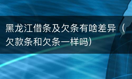 黑龙江借条及欠条有啥差异（欠款条和欠条一样吗）