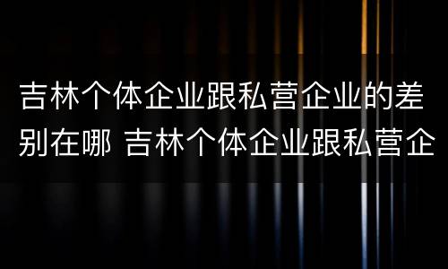 吉林个体企业跟私营企业的差别在哪 吉林个体企业跟私营企业的差别在哪儿