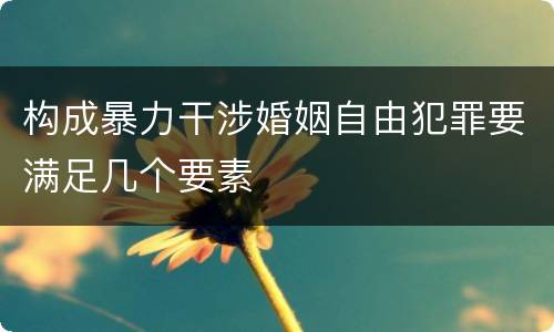 构成暴力干涉婚姻自由犯罪要满足几个要素