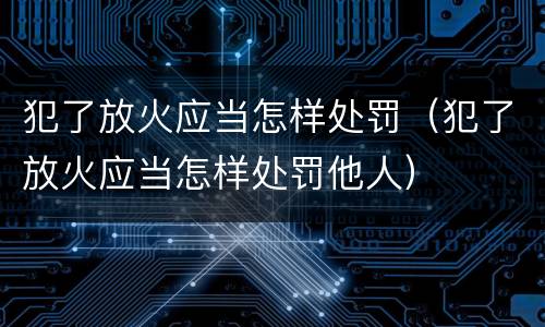 犯了放火应当怎样处罚（犯了放火应当怎样处罚他人）