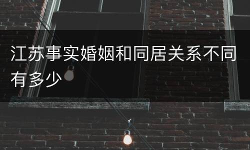 江苏事实婚姻和同居关系不同有多少
