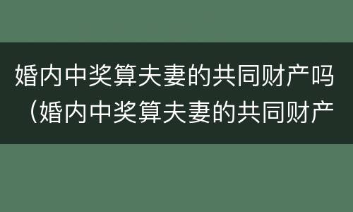 婚内中奖算夫妻的共同财产吗（婚内中奖算夫妻的共同财产吗知乎）