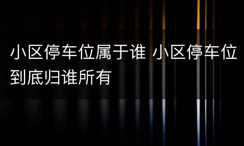 小区停车位属于谁 小区停车位到底归谁所有