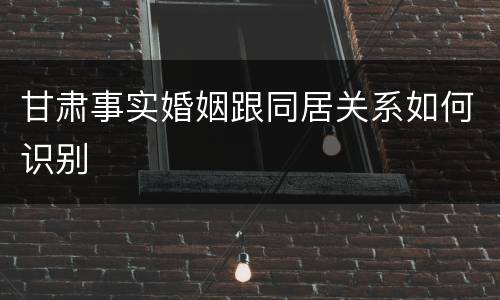 甘肃事实婚姻跟同居关系如何识别