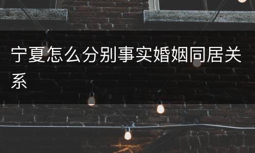 宁夏怎么分别事实婚姻同居关系