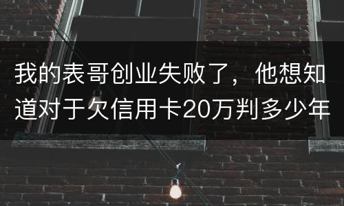 我的表哥创业失败了，他想知道对于欠信用卡20万判多少年