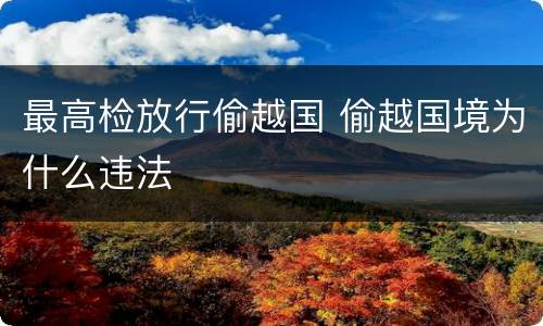 最高检放行偷越国 偷越国境为什么违法