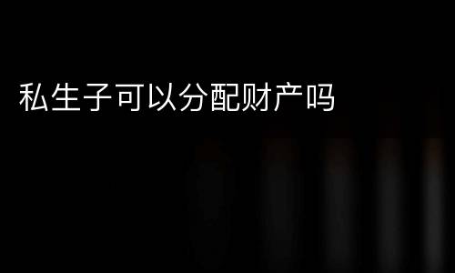 私生子可以分配财产吗