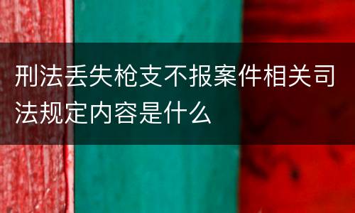 刑法丢失枪支不报案件相关司法规定内容是什么