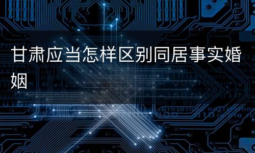 甘肃应当怎样区别同居事实婚姻