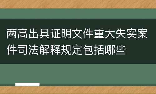 两高出具证明文件重大失实案件司法解释规定包括哪些