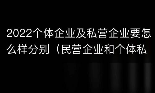 2022个体企业及私营企业要怎么样分别（民营企业和个体私营）