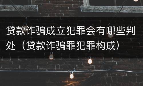 贷款诈骗成立犯罪会有哪些判处（贷款诈骗罪犯罪构成）