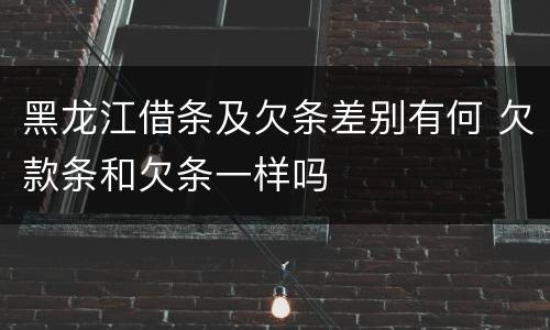 黑龙江借条及欠条差别有何 欠款条和欠条一样吗