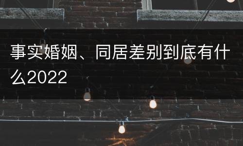 事实婚姻、同居差别到底有什么2022