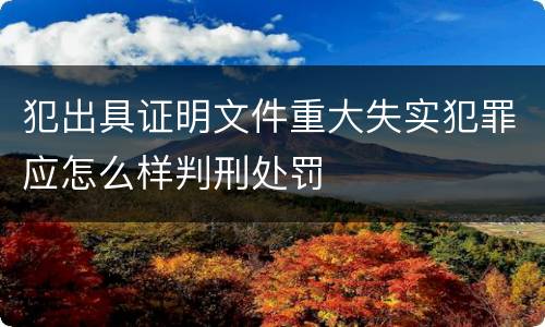 犯出具证明文件重大失实犯罪应怎么样判刑处罚