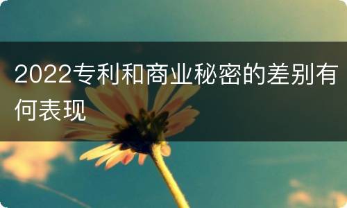 2022专利和商业秘密的差别有何表现