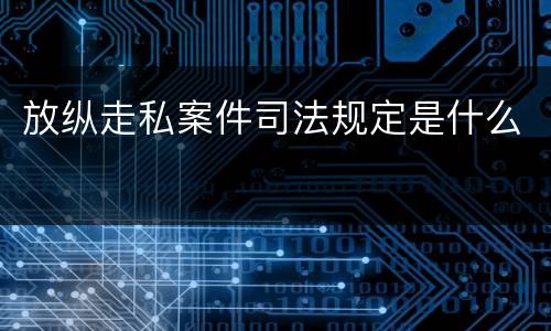 放纵走私案件司法规定是什么