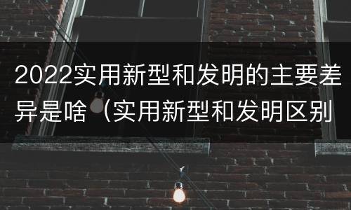 2022实用新型和发明的主要差异是啥（实用新型和发明区别）
