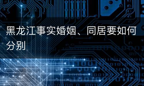 黑龙江事实婚姻、同居要如何分别