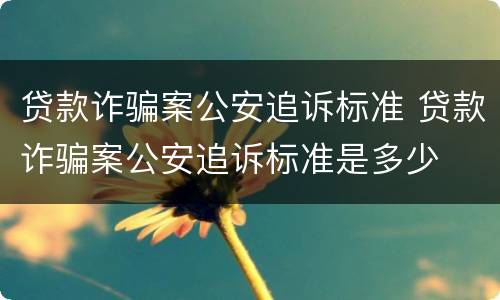贷款诈骗案公安追诉标准 贷款诈骗案公安追诉标准是多少