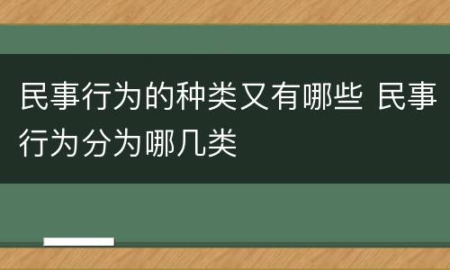 民事行为的种类又有哪些 民事行为分为哪几类