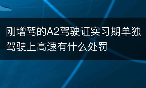 刚增驾的A2驾驶证实习期单独驾驶上高速有什么处罚