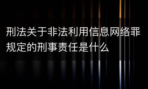 刑法关于非法利用信息网络罪规定的刑事责任是什么
