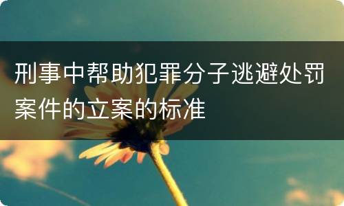 刑事中帮助犯罪分子逃避处罚案件的立案的标准