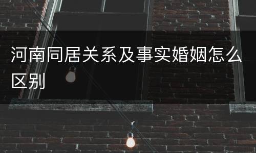 河南同居关系及事实婚姻怎么区别