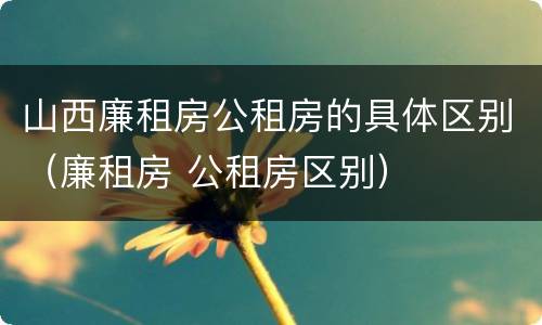 山西廉租房公租房的具体区别（廉租房 公租房区别）