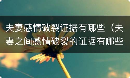 夫妻感情破裂证据有哪些（夫妻之间感情破裂的证据有哪些）