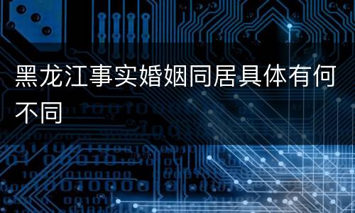 黑龙江事实婚姻同居具体有何不同