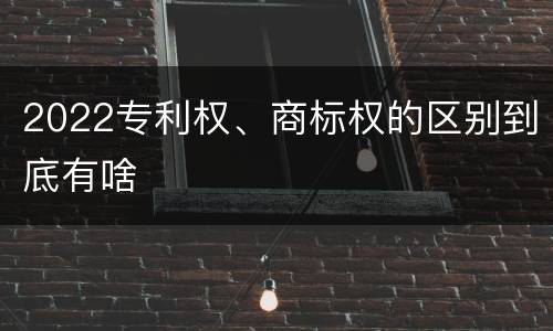 2022专利权、商标权的区别到底有啥