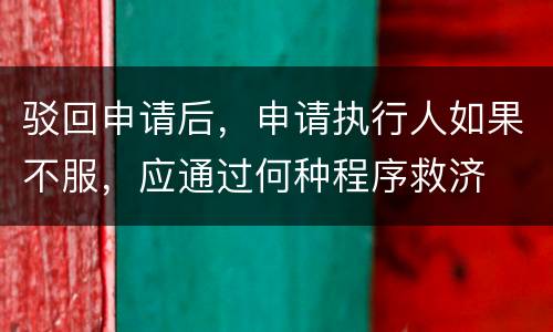 驳回申请后，申请执行人如果不服，应通过何种程序救济