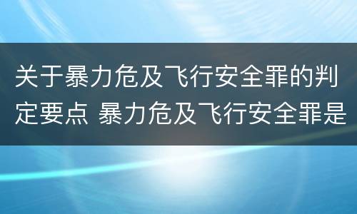 关于暴力危及飞行安全罪的判定要点 暴力危及飞行安全罪是危险犯吗