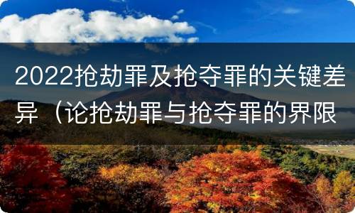 2022抢劫罪及抢夺罪的关键差异（论抢劫罪与抢夺罪的界限）