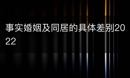 事实婚姻及同居的具体差别2022