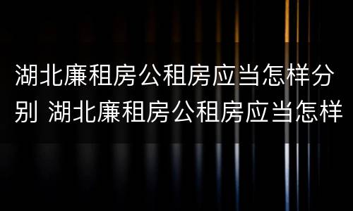 湖北廉租房公租房应当怎样分别 湖北廉租房公租房应当怎样分别购买