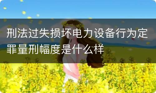 刑法过失损坏电力设备行为定罪量刑幅度是什么样