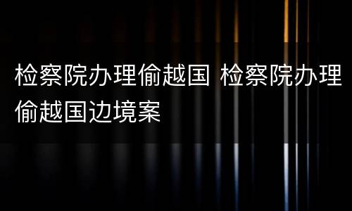 检察院办理偷越国 检察院办理偷越国边境案