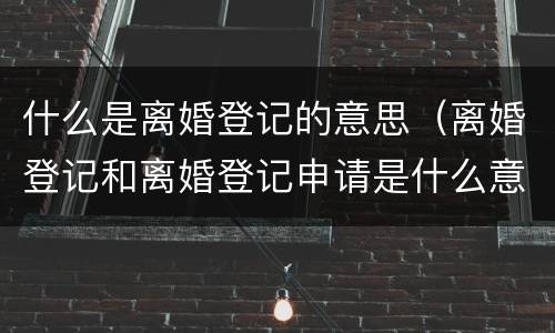 什么是离婚登记的意思（离婚登记和离婚登记申请是什么意思）
