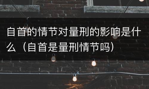 自首的情节对量刑的影响是什么（自首是量刑情节吗）