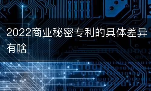 2022商业秘密专利的具体差异有啥