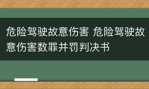 危险驾驶故意伤害 危险驾驶故意伤害数罪并罚判决书